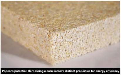 Image shows an insulation board made from popcorn from Göttingen University