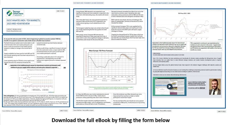 A montage pf the pages within the isocyanates eBook.