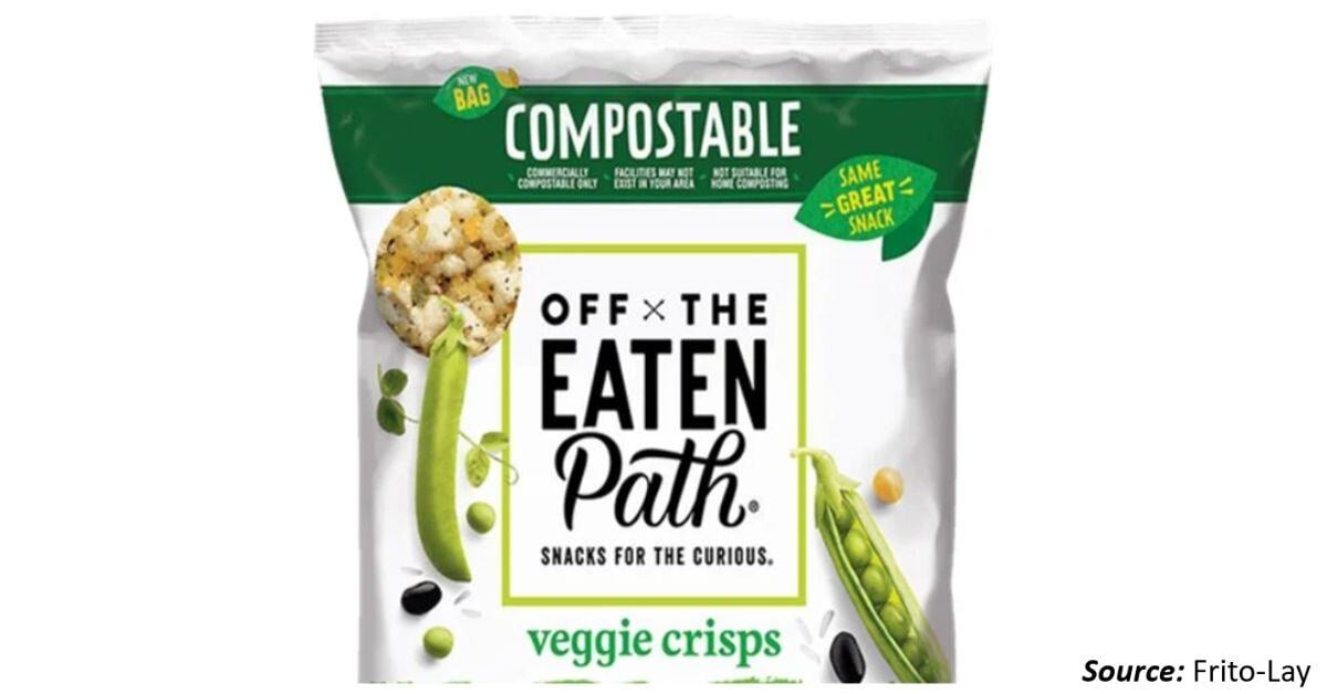 Image shows PepsiCo's Frito-Lay veggie crisps which come in biobased and biodegradable packaging