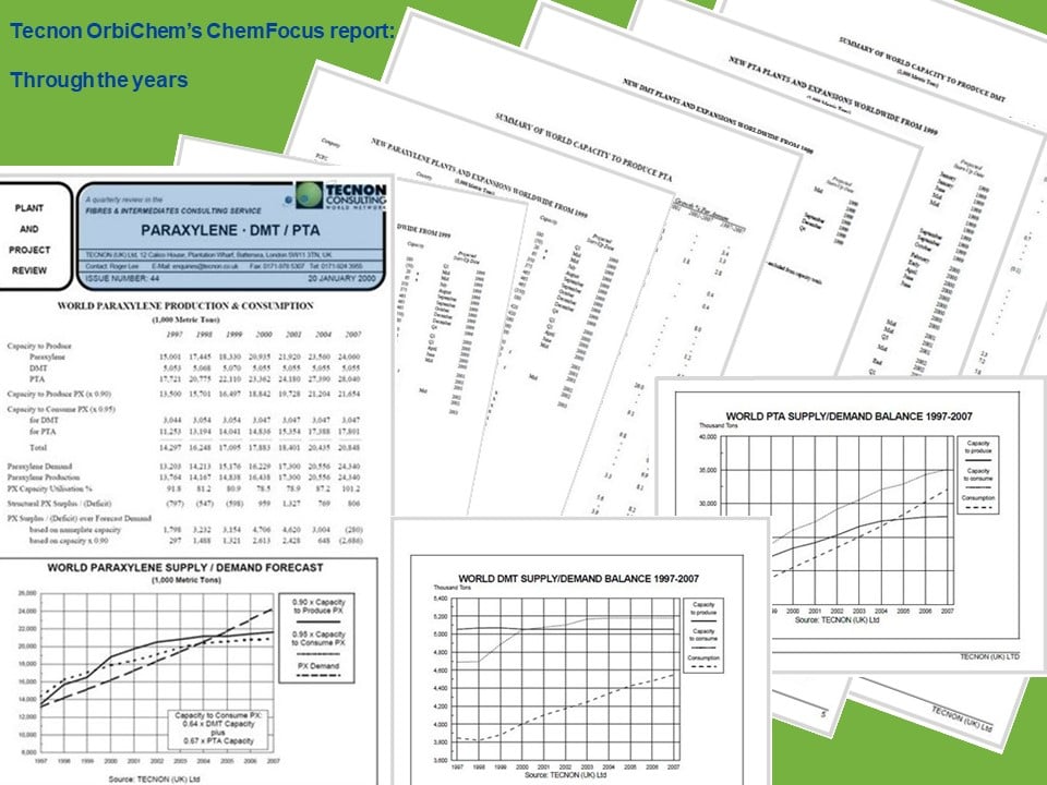 Image shows the pages of a ChemFocus report published and printed in the year 2000