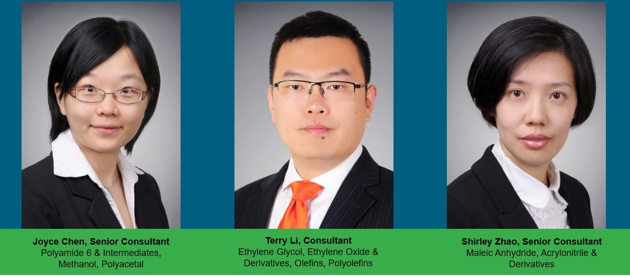 image shows headshot pictures of Tecnon OrbiChem's china-based team of consultants