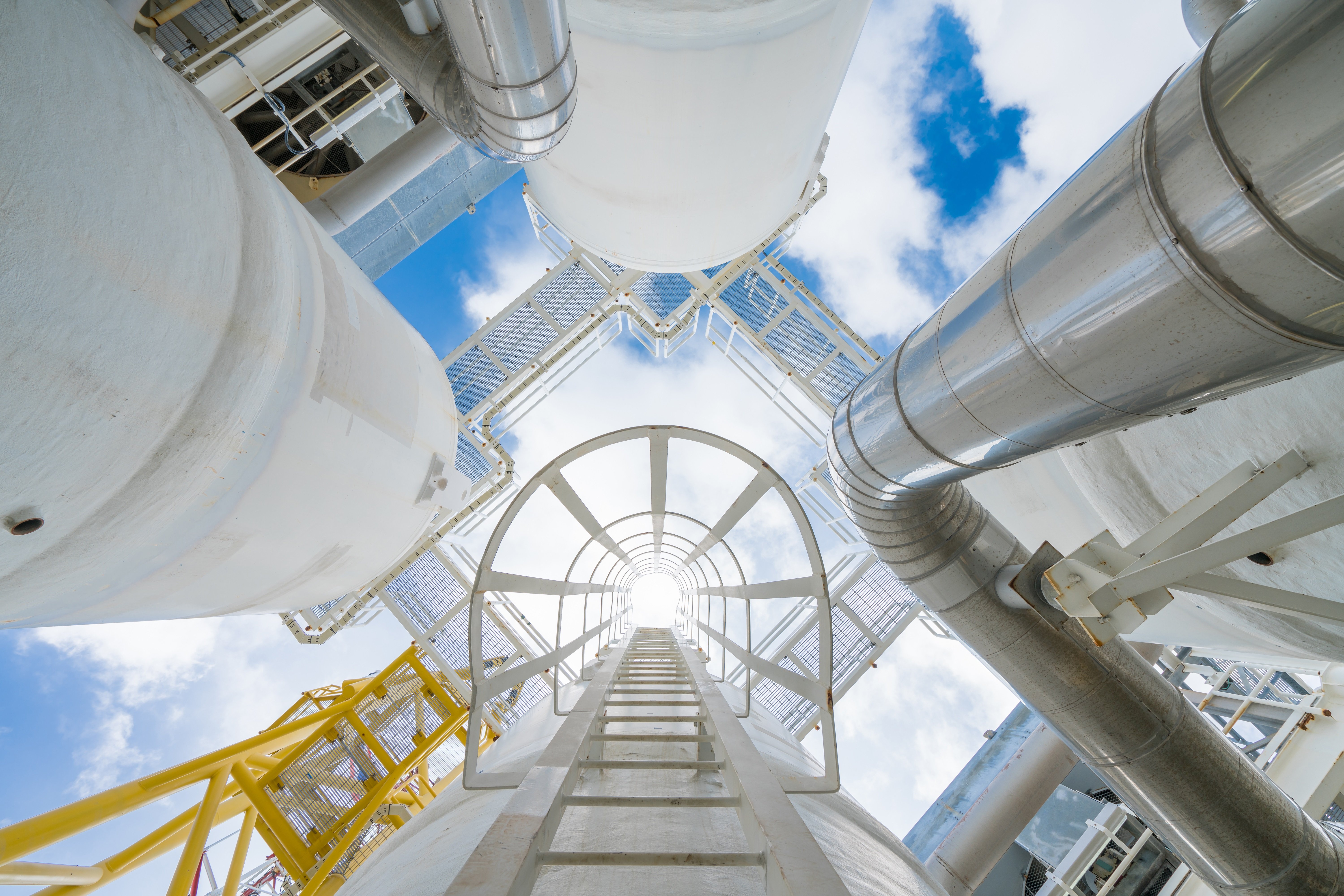 Image shows pipes at a plant for producing chemicals